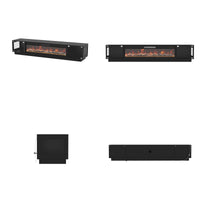 78.7" Modern Black TV Stand Media Console with Glass Doors