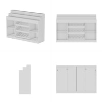 56.3" Modern White Wine Bar Cabinet With Light, Home Coffee Cabinet With Wine Shelf And Glass Top