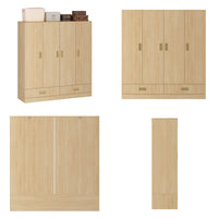 Set of wooden wardrobes and cabinets on a white background