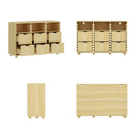 47.2" Rustic Natural Wood Sideboard with 6 Drawers & 3 Shelves