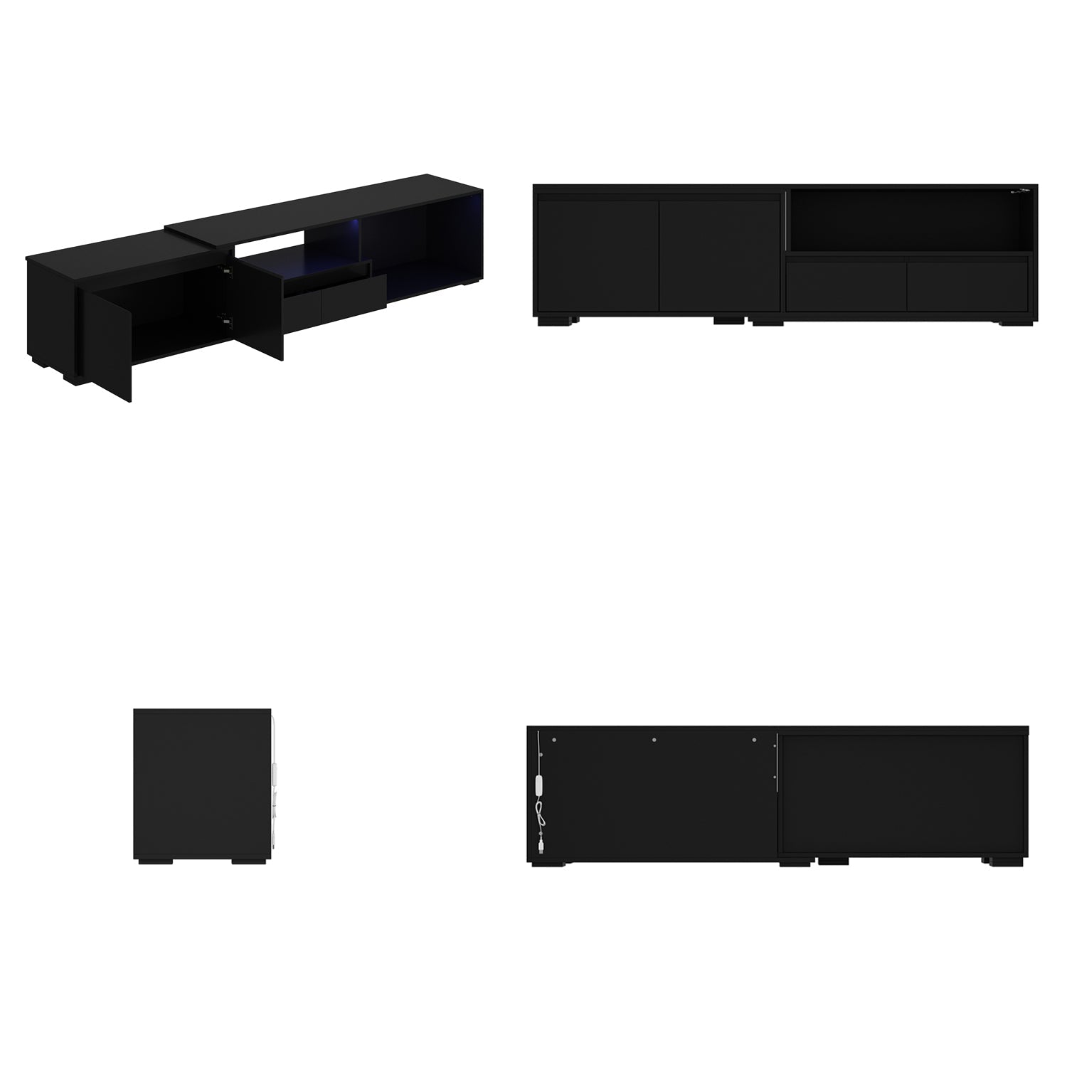 Modern Extendable Tv Stand With Adjustable Length And Led Light – Sleek Media Console For Living Room
