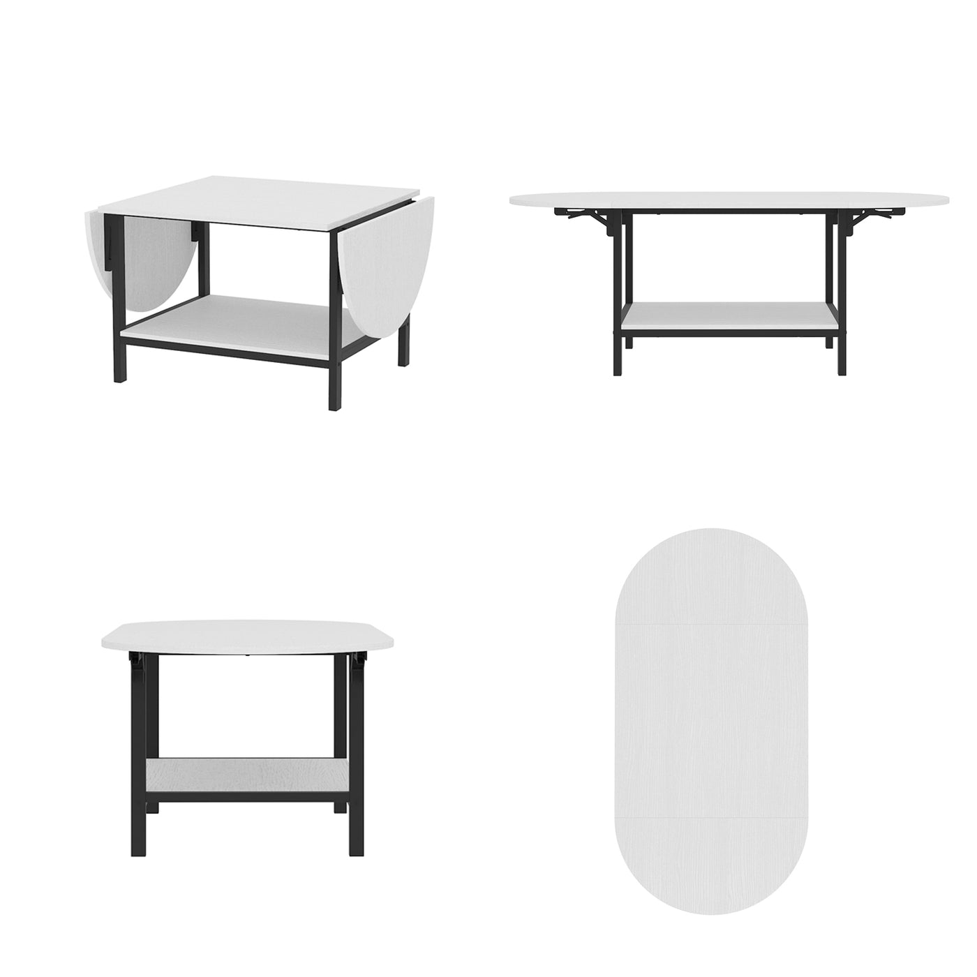 47.2" Modern White Coffee Table with Folding Design