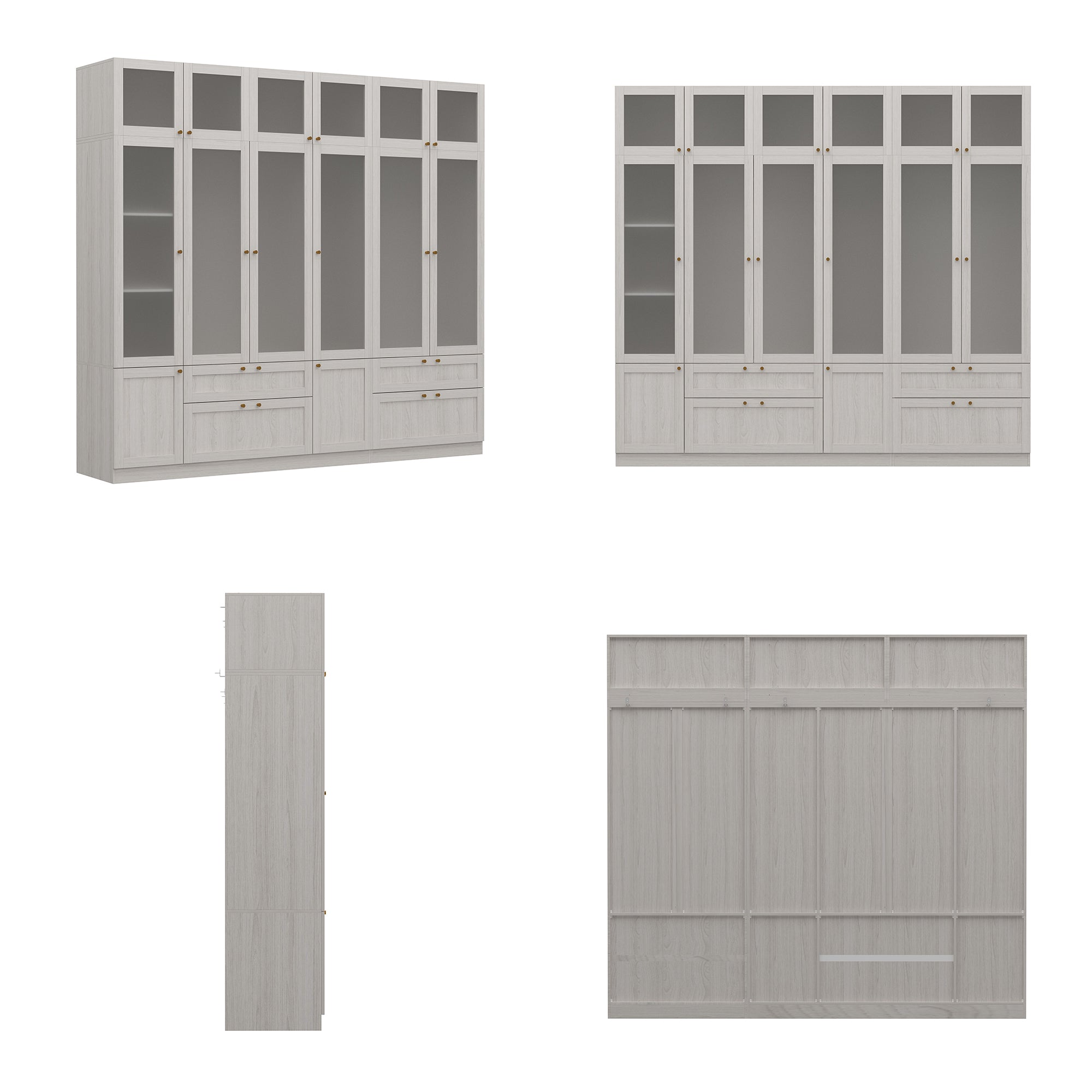Elegant Multi-Compartment Wardrobe with Frosted Glass Doors & Ample Storage