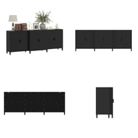 94.5" Modern Black 6-Door Storage Cabinet with Strong Storage
