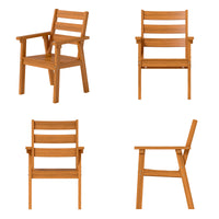81" Modern Natural Wood 7-Piece Outdoor Dining Set (1 Table & 6 Chairs) with Weather-Resistant Design