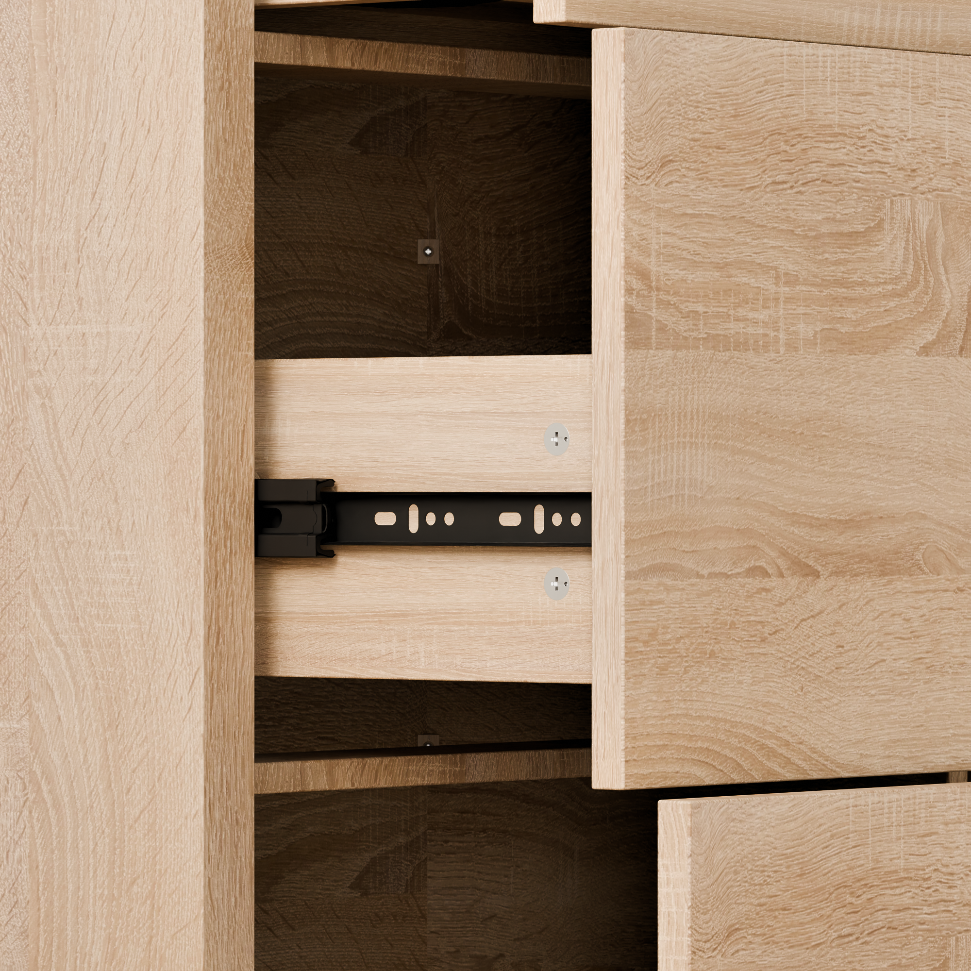23.6 Inches Oak Engineered Wood 3-Drawer Lockable Smart Nightstand with Hidden Gun Storage Cabinet