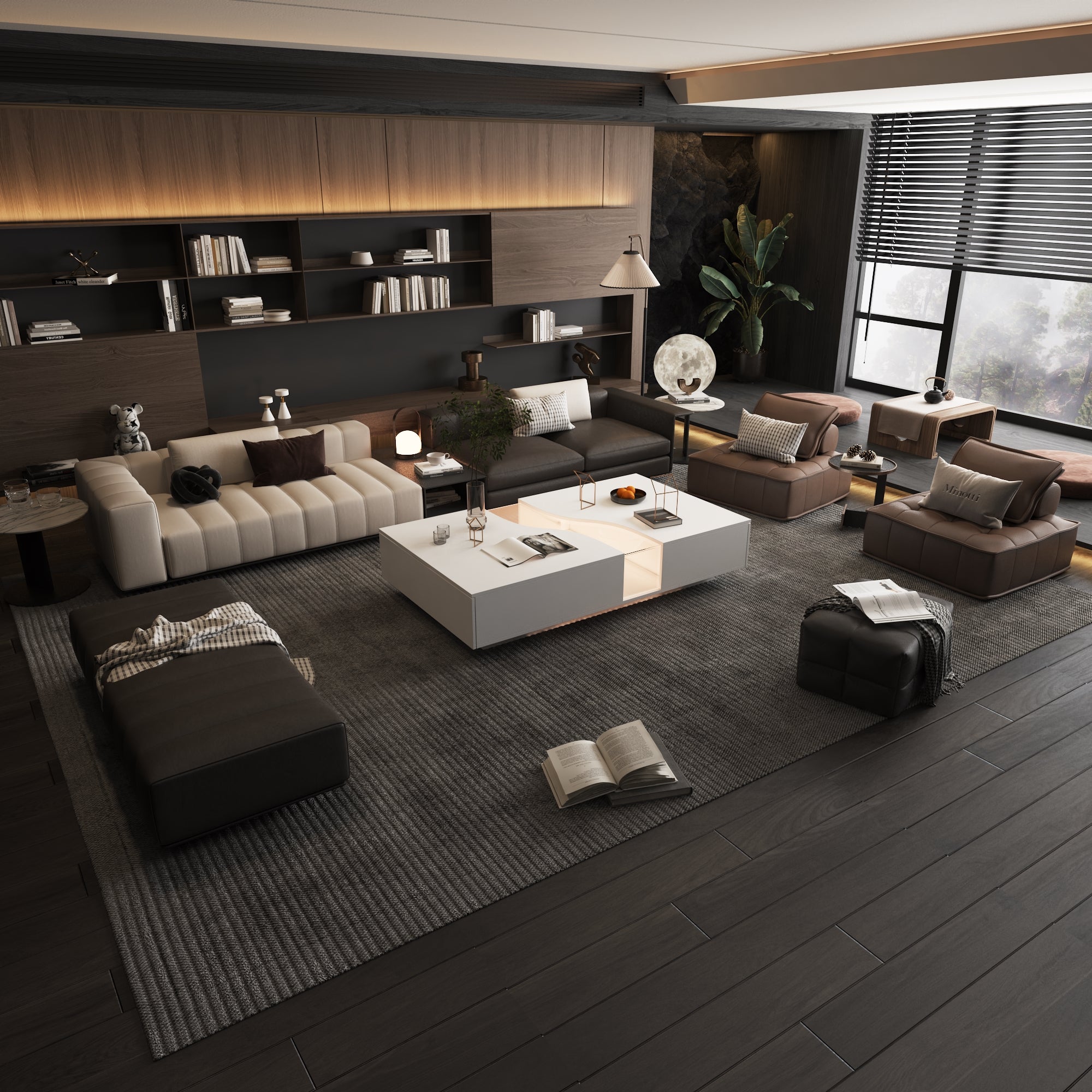 Coffee Table With Glass Finish In The Middle