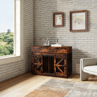 47.2" Heavy-Duty Brown Dog Crate with Barn Doors and Steel Frame