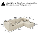 106" Contemporary L-shaped Upholstered Arm Sofa Chaise with Two Pillows