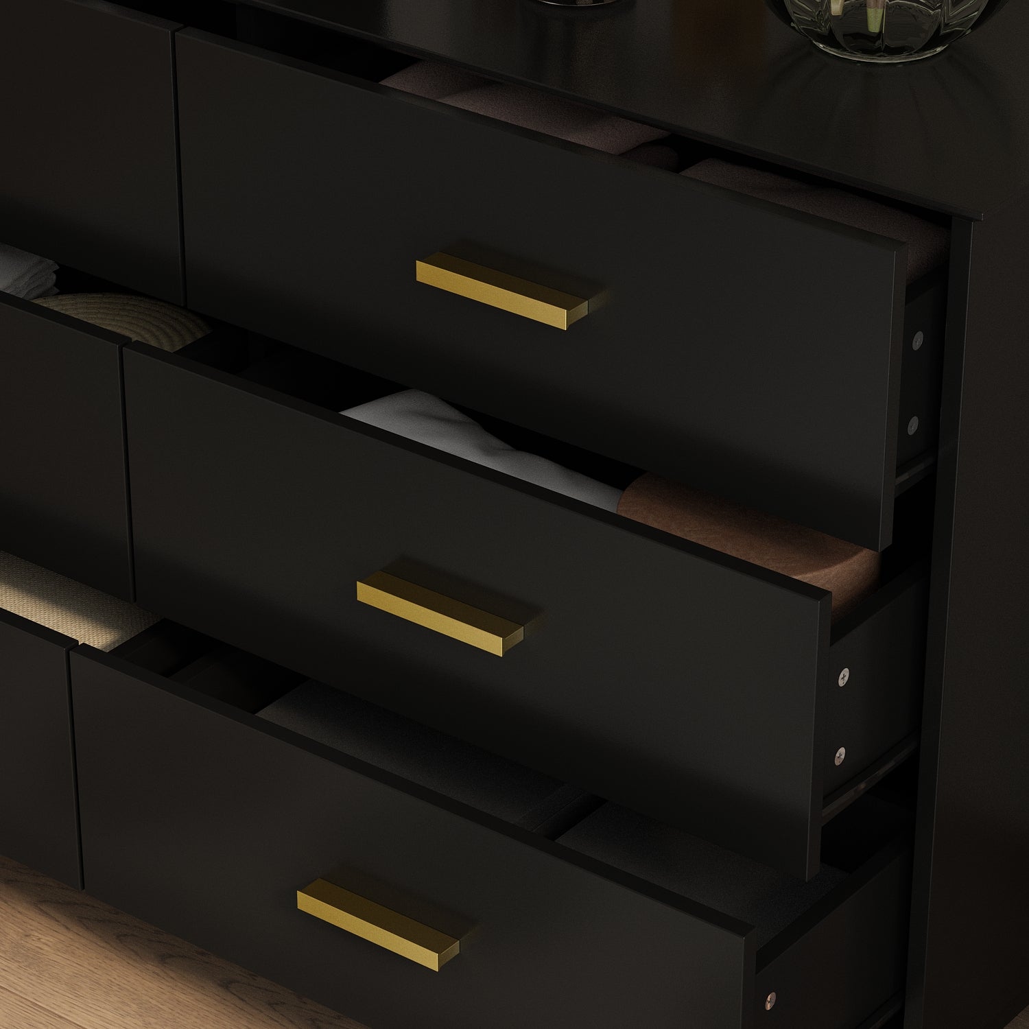 Modern White Finish Double Dresser 6-Drawer Cabinet for Hallway Entryway Living Room