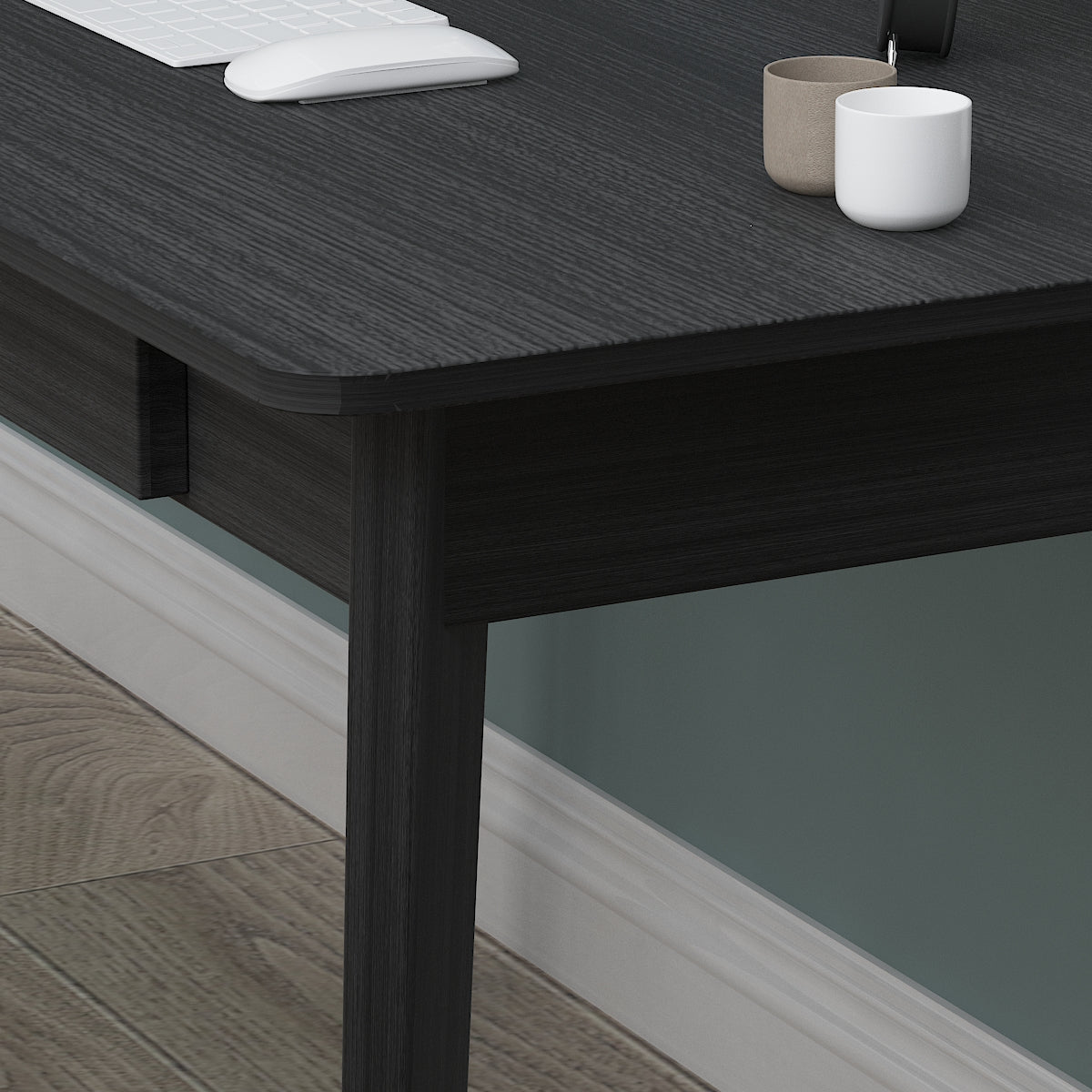 Wooden Minimalist Writing Desk White Study Table for Office 39.4"W