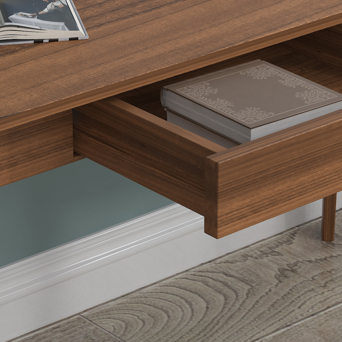 Wooden Minimalist Writing Desk White Study Table for Office 39.4"W