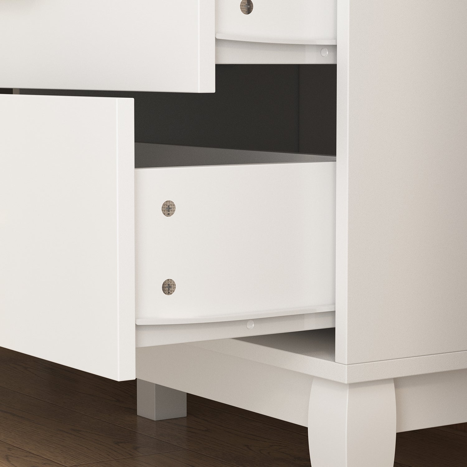 Modern White Finish Double Dresser 6-Drawer Cabinet for Hallway Entryway Living Room