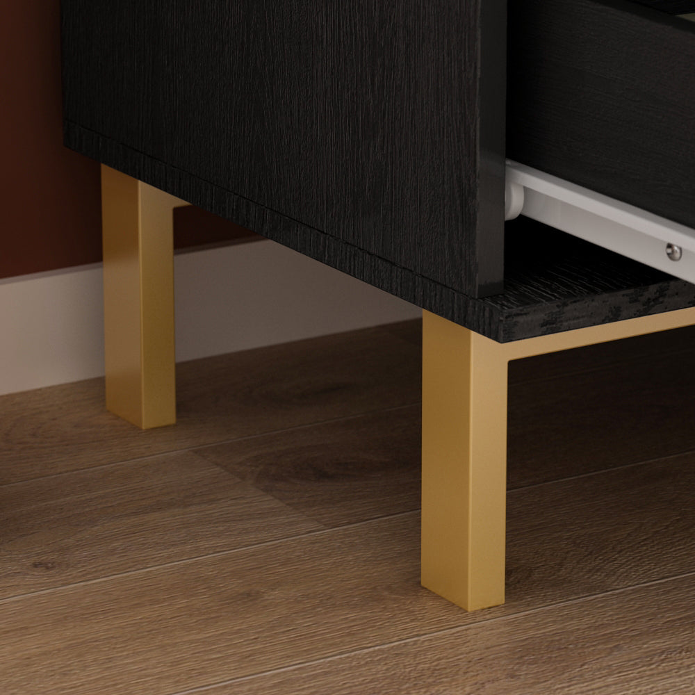 Vertical Chest 3-Drawer Nightstand Dresser Storage Sideboard with Metal Legs for Bedroom