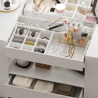 62" Modern White 14-Drawer Chest with Tempered Glass Top