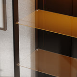 31.5 inch Modern Black Display Bookcase with LED Light and Glass Doors