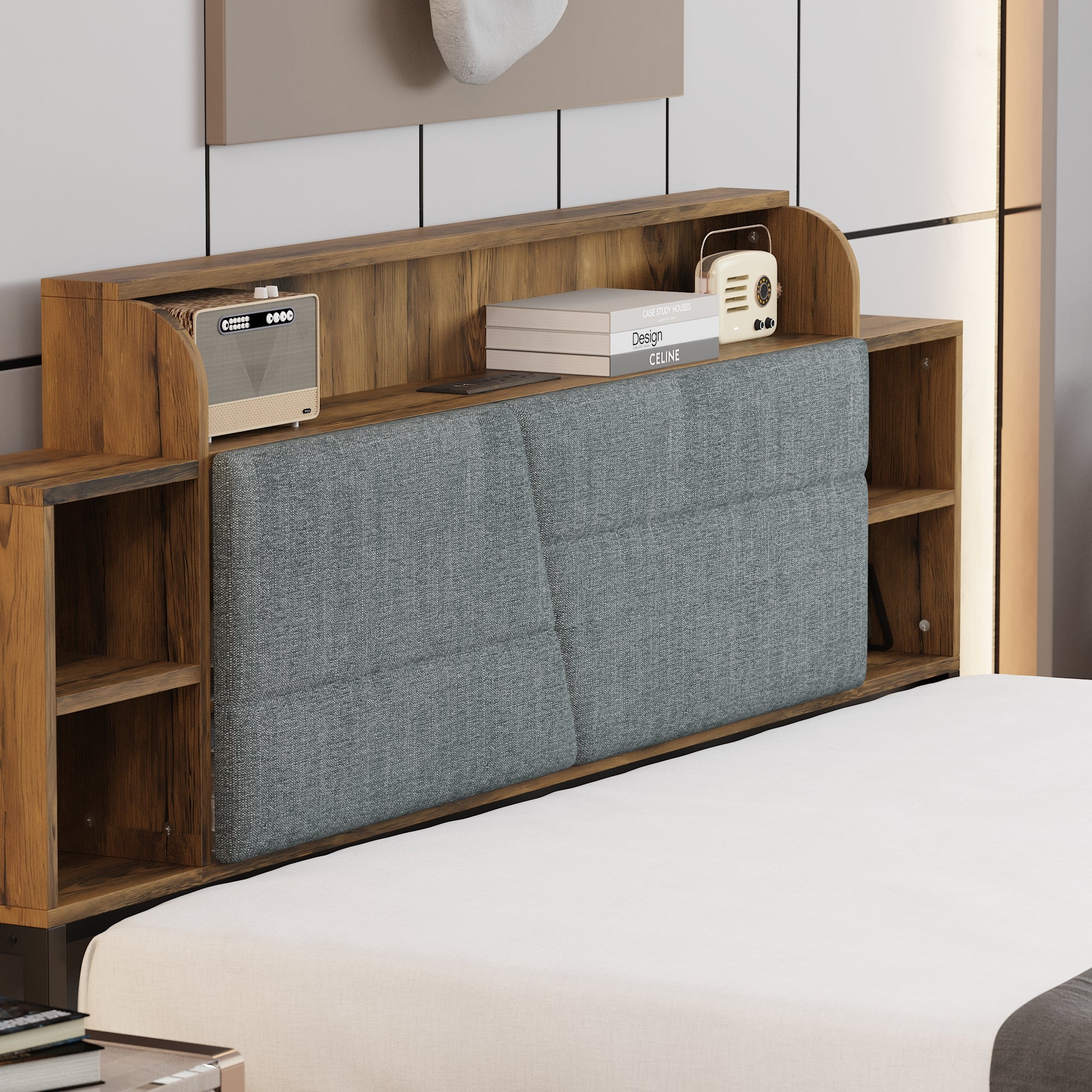 Low Profile Platform Bed With Storage Drawers And Power Outlet