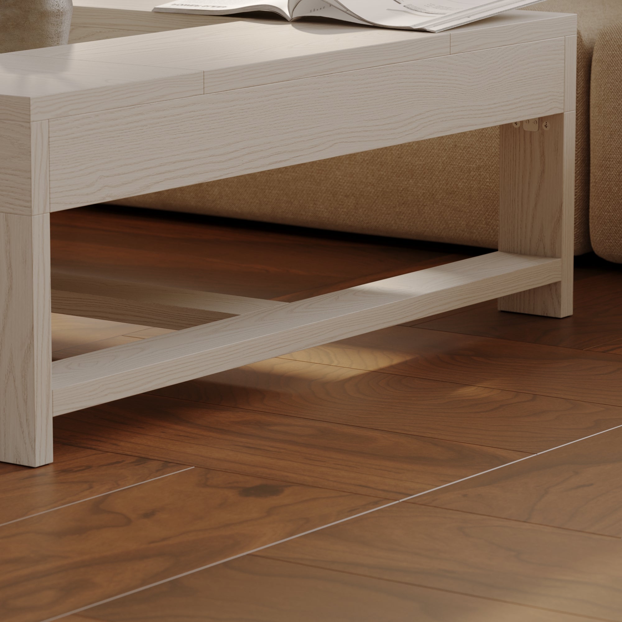 43.3'' Square Coffee Table With Groove Design-Sleek Design Meets Practical Functionality