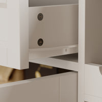 61.4" Modern White Food Pantry Cabinet with Glass Door and Wine Storage