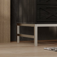 19.7" Modern Black 3-Drawer Nightstand with Metal Legs