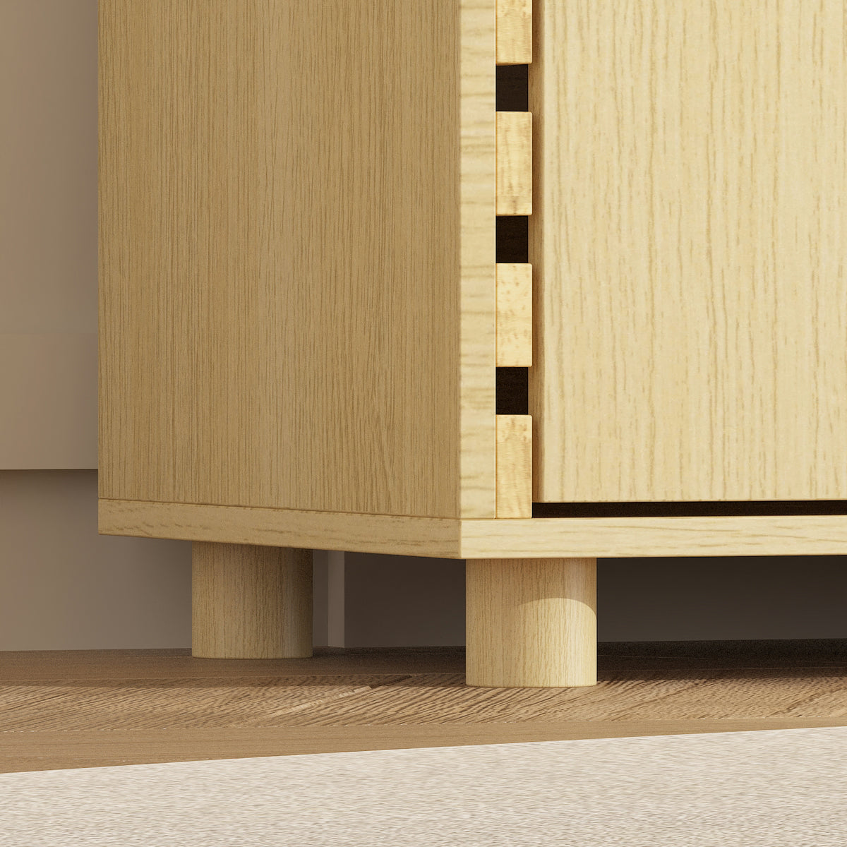 47.2" Rustic Natural Wood Sideboard with 6 Drawers & 3 Shelves