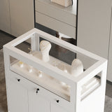 39.4 inches Modern Minimalist White Jewelry Display Cabinet With Lock And Tempered Glass
