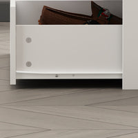 62" Modern White 14-Drawer Chest with Tempered Glass Top