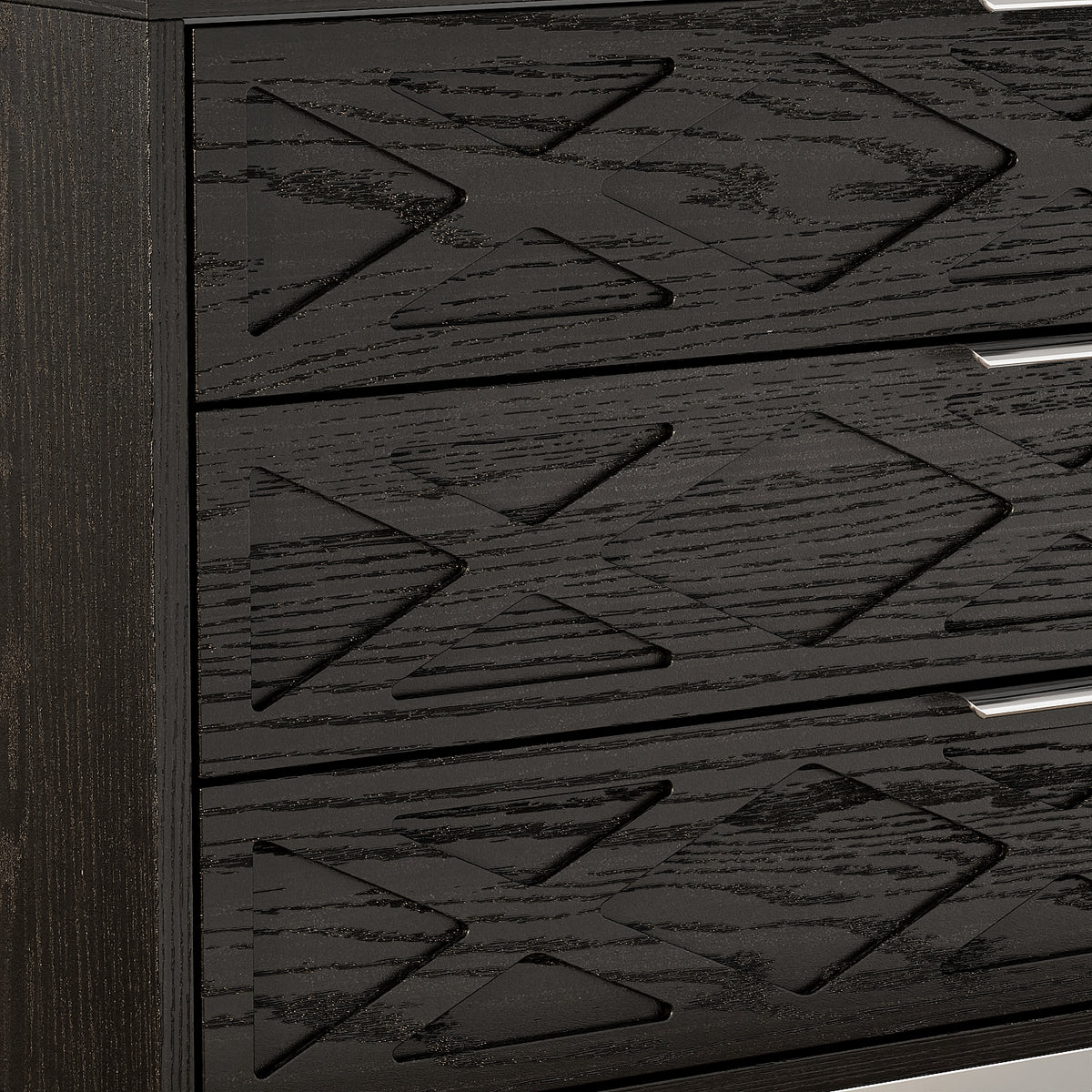 19.7 inch Modern Black 3-Drawer Nightstand with Metal Legs