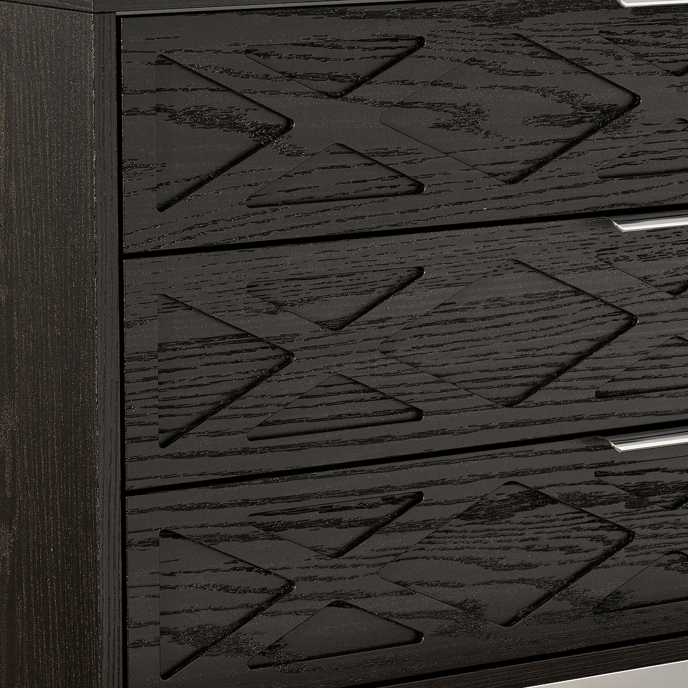 19.7" Modern Black 3-Drawer Nightstand with Metal Legs