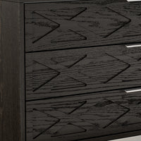 19.7" Modern Black 3-Drawer Nightstand with Metal Legs