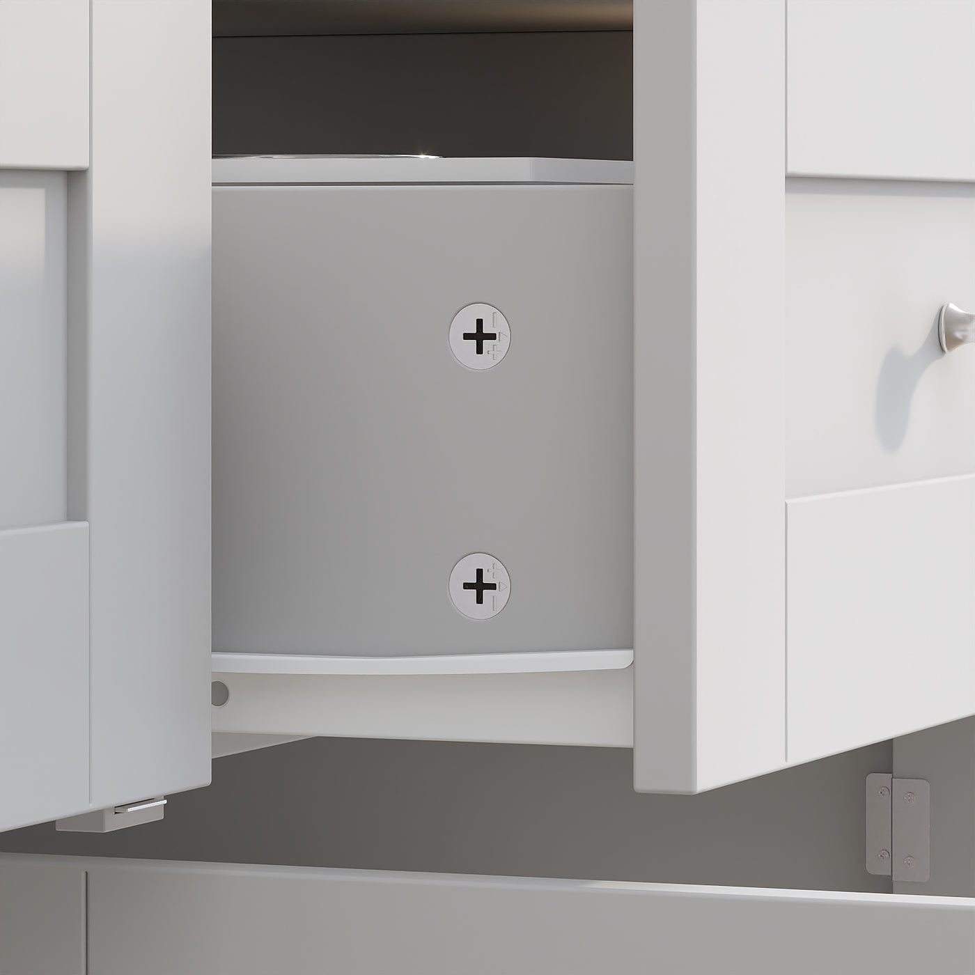 55" Modern White Sideboard Buffet Cabinet with 3 Drawers & LED Lights