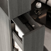 6.7" Slim White Narrow Bathroom Storage Cabinet with Shelves & 2 Drawers