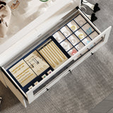 39.4 inches Modern Minimalist White Jewelry Display Cabinet With Lock And Tempered Glass
