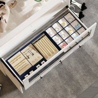 39.4" Modern Minimalist White Jewelry Display Cabinet With Lock And Tempered Glass