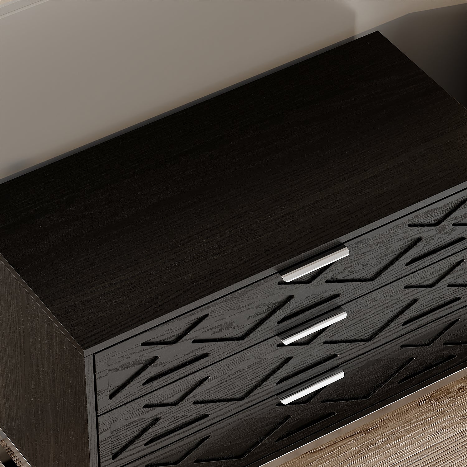 3-Drawer Nightstand With Metal Legs