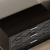 19.7" Modern Black 3-Drawer Nightstand with Metal Legs