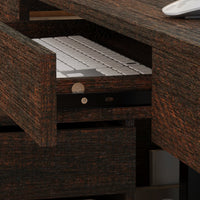 70.9" Modern Walnut L-Shaped 3-Drawer Standing Desk with Bookcase