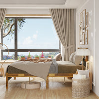 60.8" Modern Beige Platform Bed with Storage Drawers and Comfortable Headboard