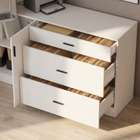 63" White Engineered Wood 2-Piece Garage Storage Cabinet with Wall Cabinet, Single Door & 3 Drawers