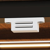 77.6 inches Modern Elegant Black Kitchen Island With Glass Door 3 Drawer Light Double Side
