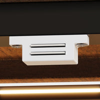 77.6" Modern Elegant Black Kitchen Island with 3 Drawers, Lights and Glass Doors