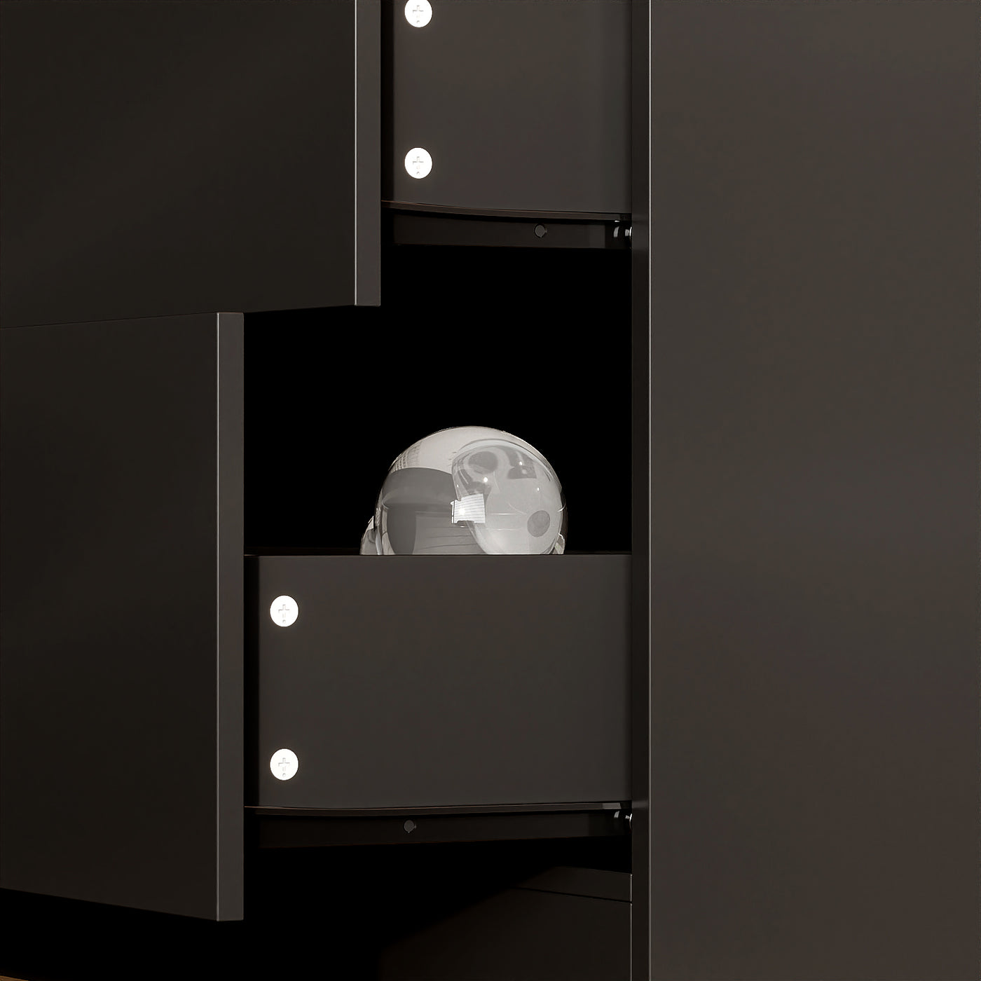 31.5" Modern Black Display Bookcase with LED Light and Glass Doors
