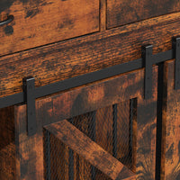 47.2" Heavy-Duty Brown Dog Crate with Barn Doors and Steel Frame