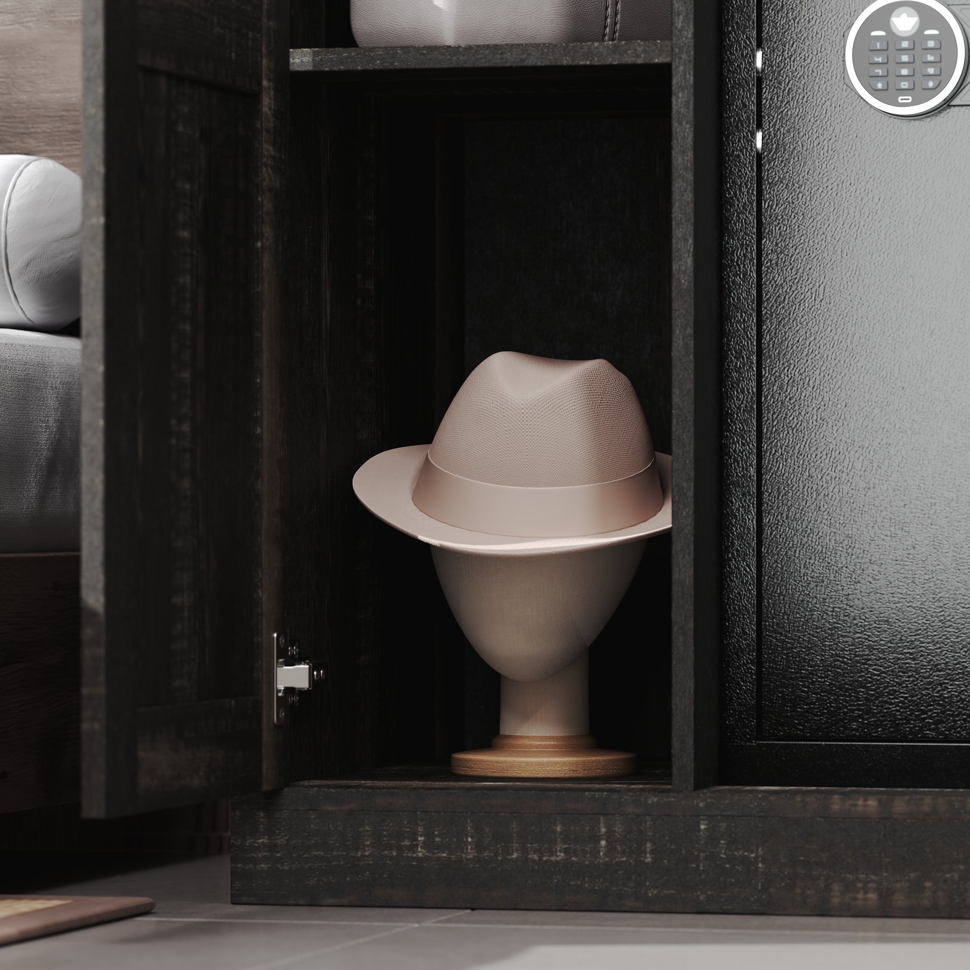 62'' H Storage Cabinet With 39.4'' H Gun Safe With Sensor Light & Pistol Rack & Gun Stock