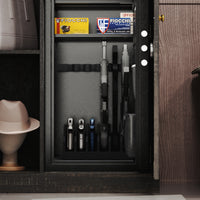 62" Modern Black Gun Safe Storage Cabinet with Sensor Light and Pistol Rack