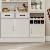 61.4 inch Modern White Food Pantry Cabinet with Glass Door and Wine Storage