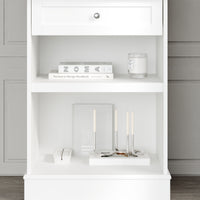 21.4" Modern White Display Stand with 4 Open Shelves and 1 Drawer