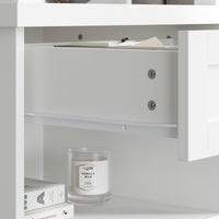 21.4" Modern White Display Stand with 4 Open Shelves and 1 Drawer