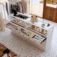 39.4" Modern Minimalist White Jewelry Display Cabinet With Lock And Tempered Glass