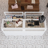 39.4" Modern Minimalist White Jewelry Display Cabinet With Lock And Tempered Glass